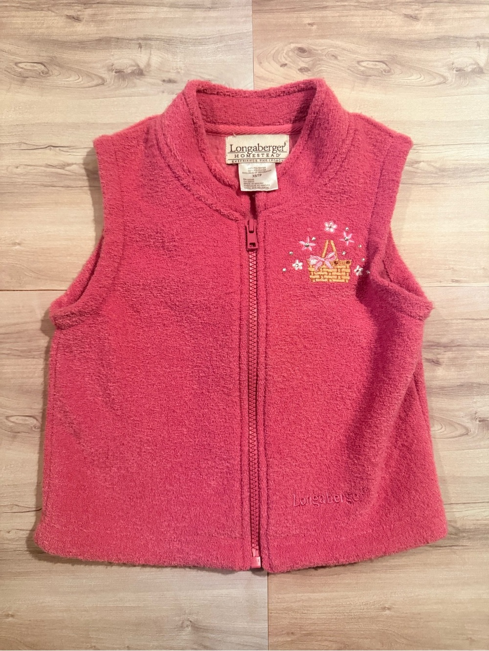 Longaberger Kids Pink Fleece Vest - Cozy Sleeveless Layer 100% Polyester
